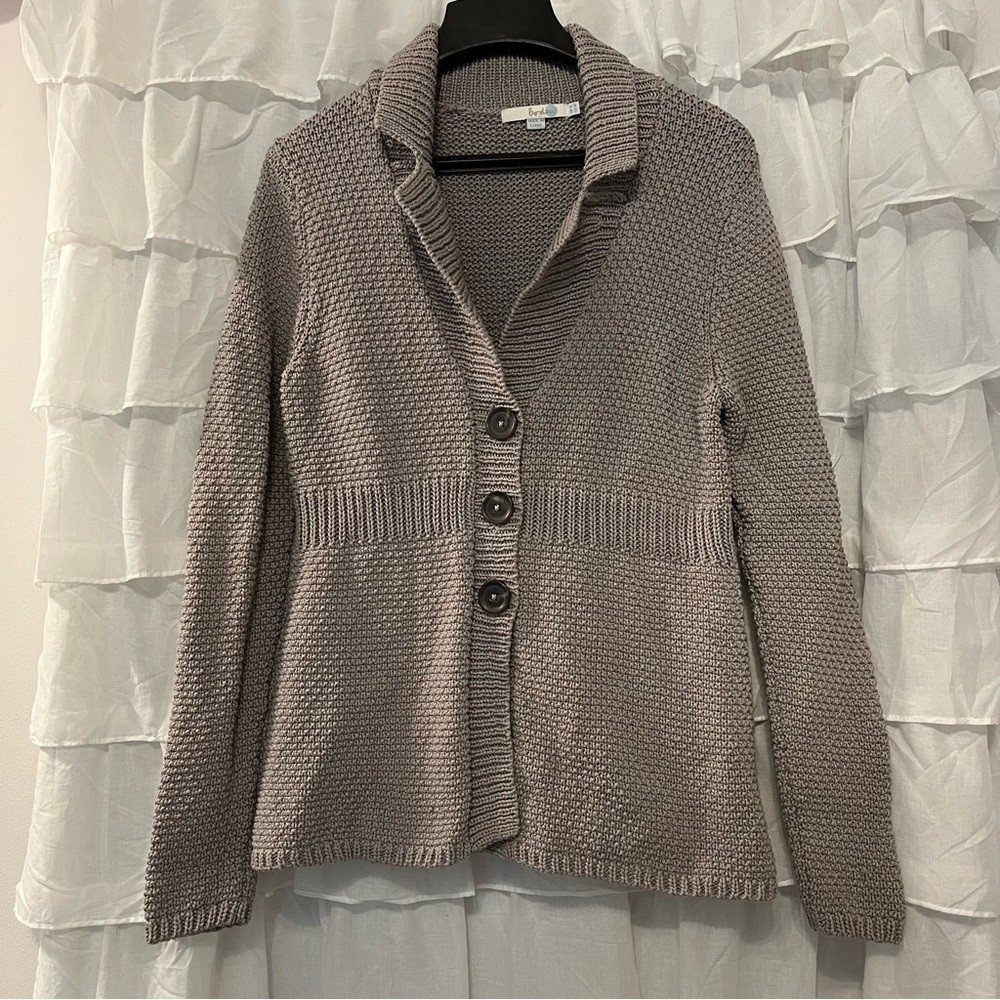 Boden Thick Cable Knit Button Front Collared Cardigan - Size 10